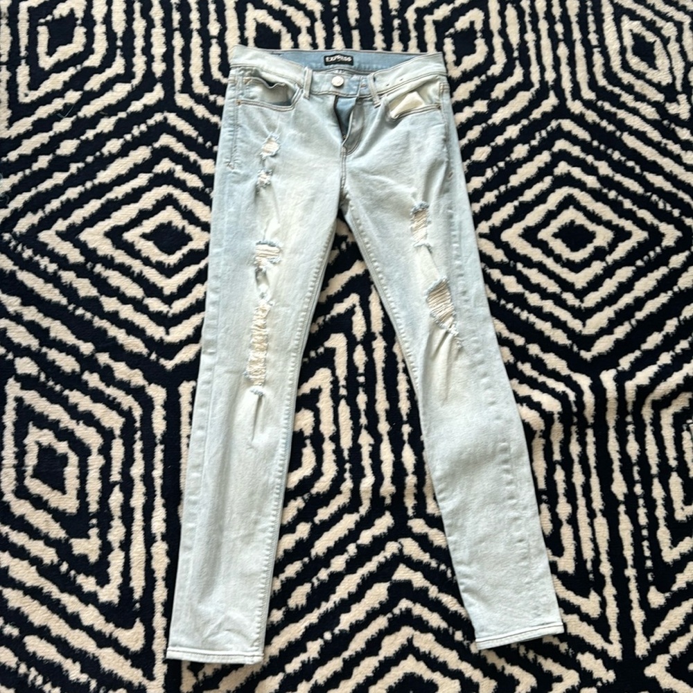 Express distressed skinny jeans